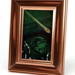 Miniature Glossy "Copper Colored Comet" Print with Frame by artist Jason Girard